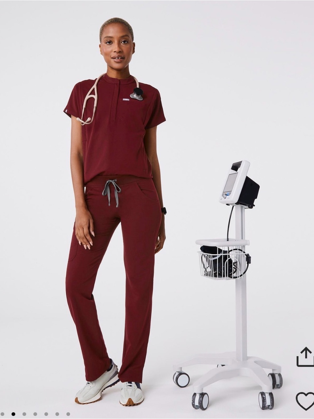Fig’s Burgundy Montex Scrub Top - Picture 2 of 6